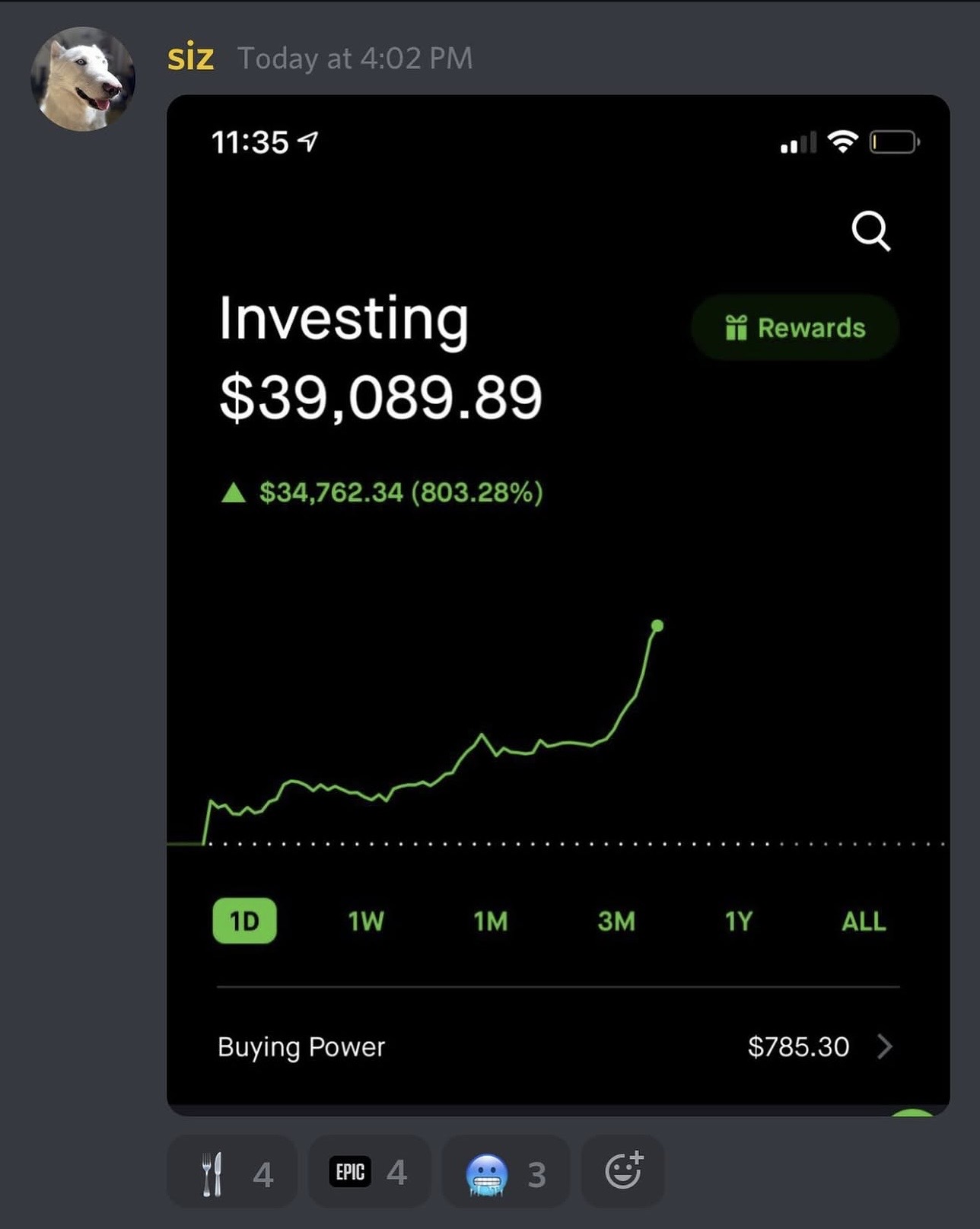 Member win: +803% on the trade